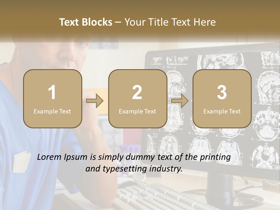A Man In Scrubs Sitting In Front Of A Computer PowerPoint Template