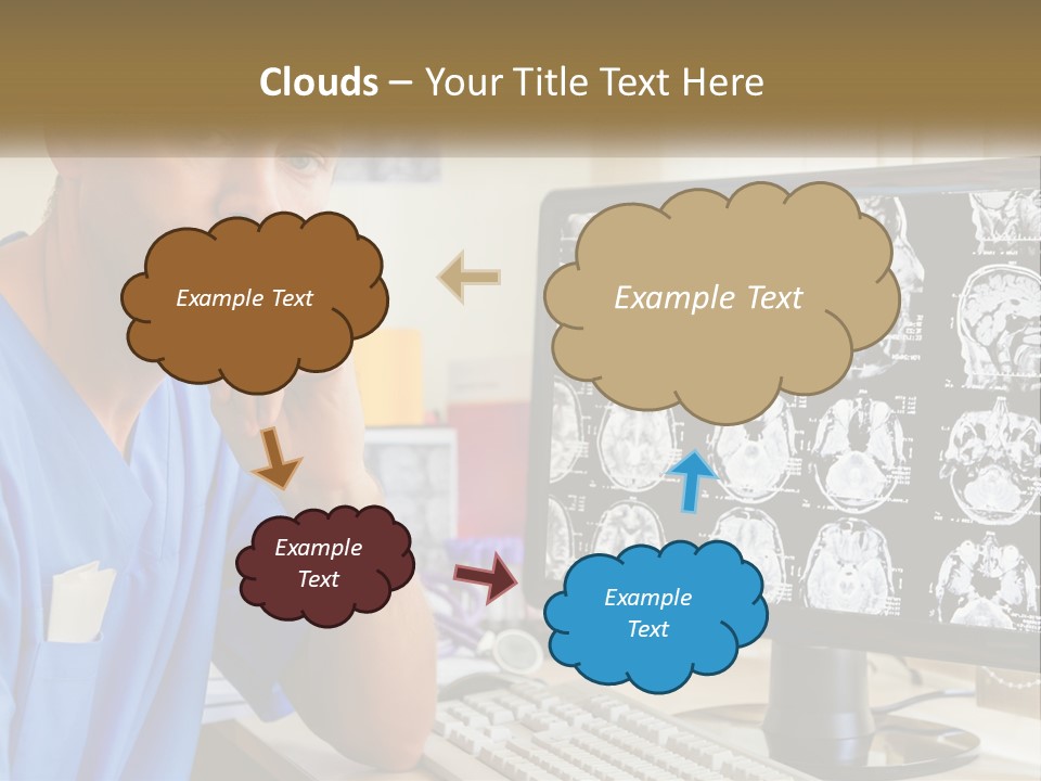 A Man In Scrubs Sitting In Front Of A Computer PowerPoint Template