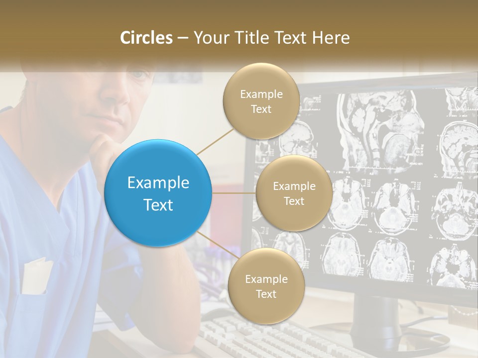 A Man In Scrubs Sitting In Front Of A Computer PowerPoint Template