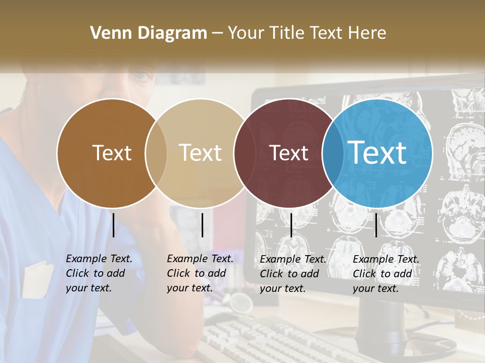 A Man In Scrubs Sitting In Front Of A Computer PowerPoint Template