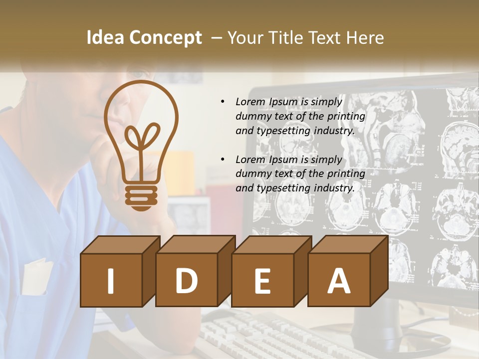 A Man In Scrubs Sitting In Front Of A Computer PowerPoint Template