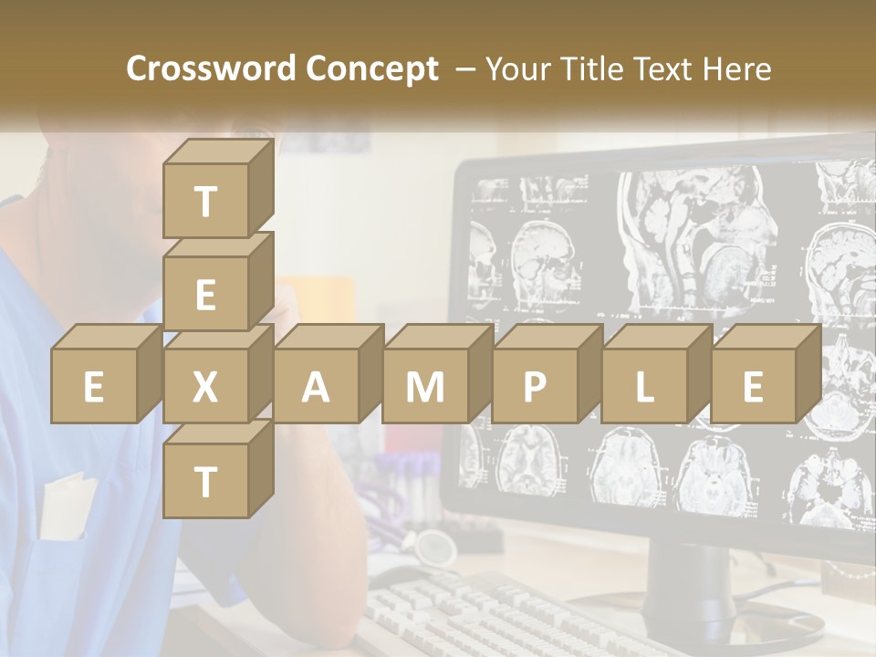 A Man In Scrubs Sitting In Front Of A Computer PowerPoint Template