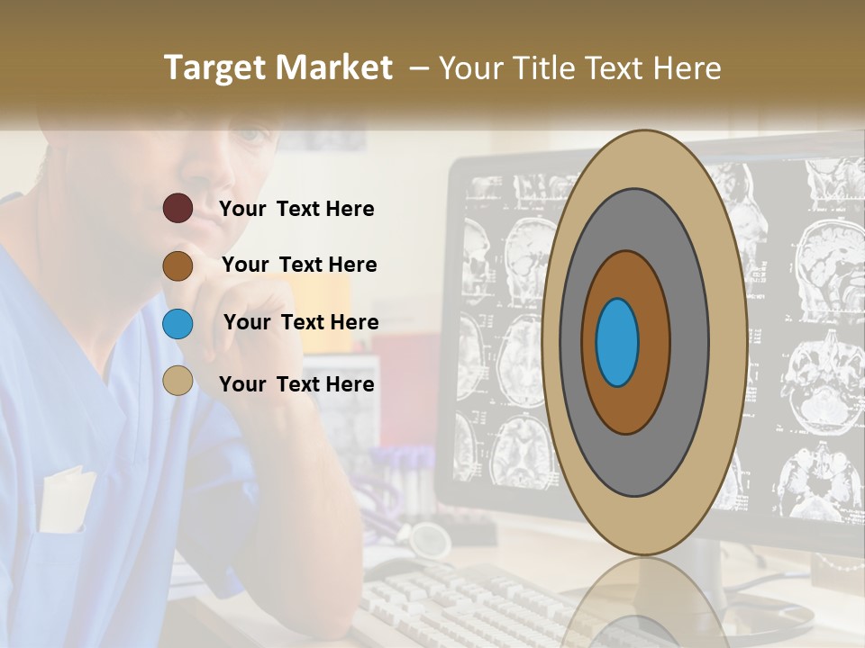 A Man In Scrubs Sitting In Front Of A Computer PowerPoint Template