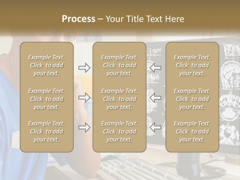 A Man In Scrubs Sitting In Front Of A Computer PowerPoint Template