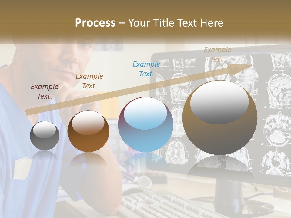 A Man In Scrubs Sitting In Front Of A Computer PowerPoint Template