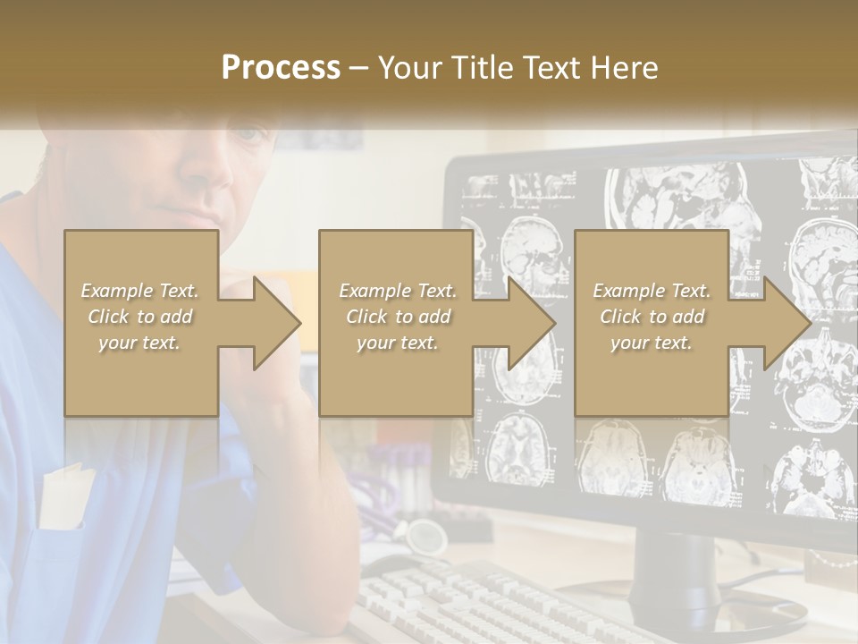 A Man In Scrubs Sitting In Front Of A Computer PowerPoint Template