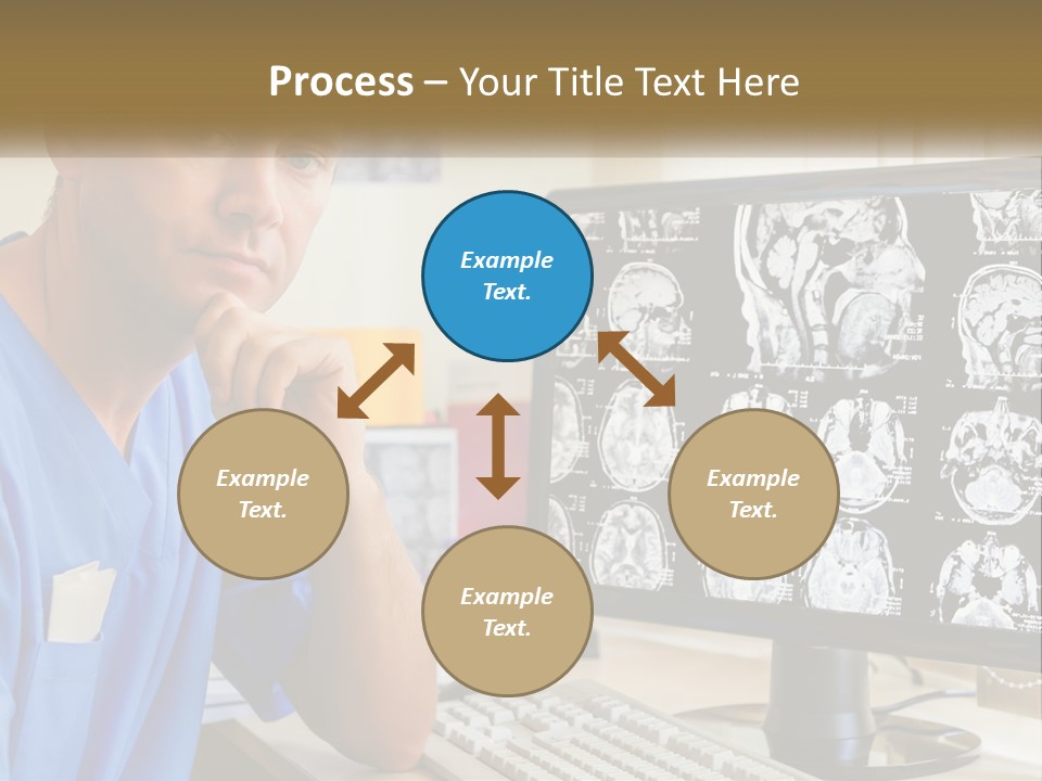 A Man In Scrubs Sitting In Front Of A Computer PowerPoint Template