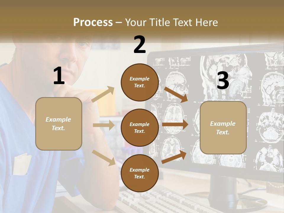 A Man In Scrubs Sitting In Front Of A Computer PowerPoint Template