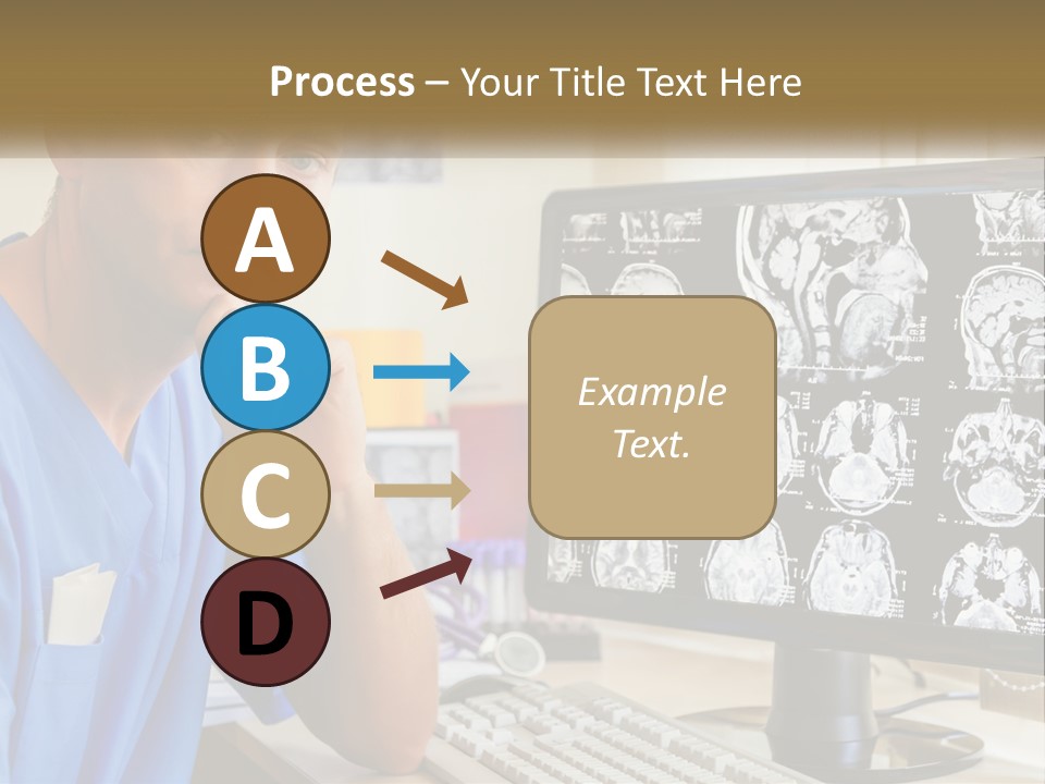A Man In Scrubs Sitting In Front Of A Computer PowerPoint Template