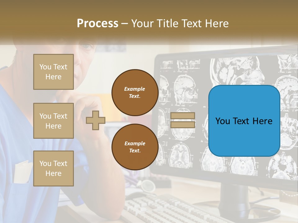 A Man In Scrubs Sitting In Front Of A Computer PowerPoint Template
