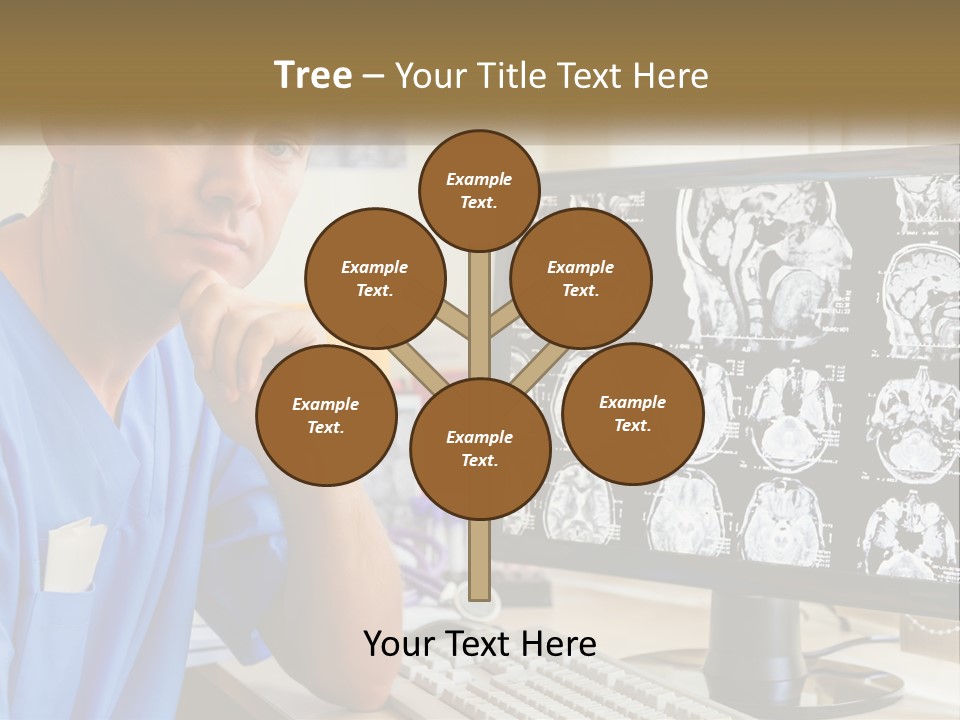 A Man In Scrubs Sitting In Front Of A Computer PowerPoint Template