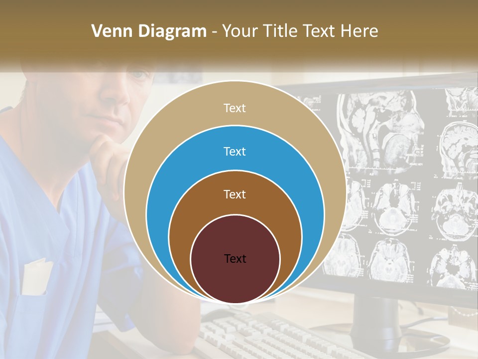 A Man In Scrubs Sitting In Front Of A Computer PowerPoint Template