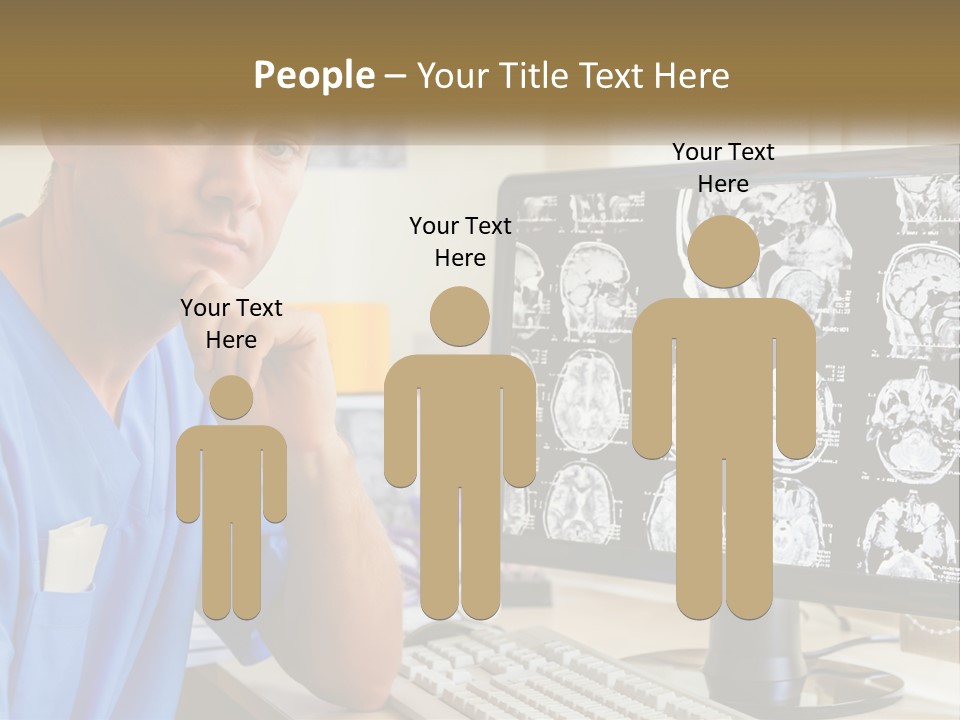 A Man In Scrubs Sitting In Front Of A Computer PowerPoint Template