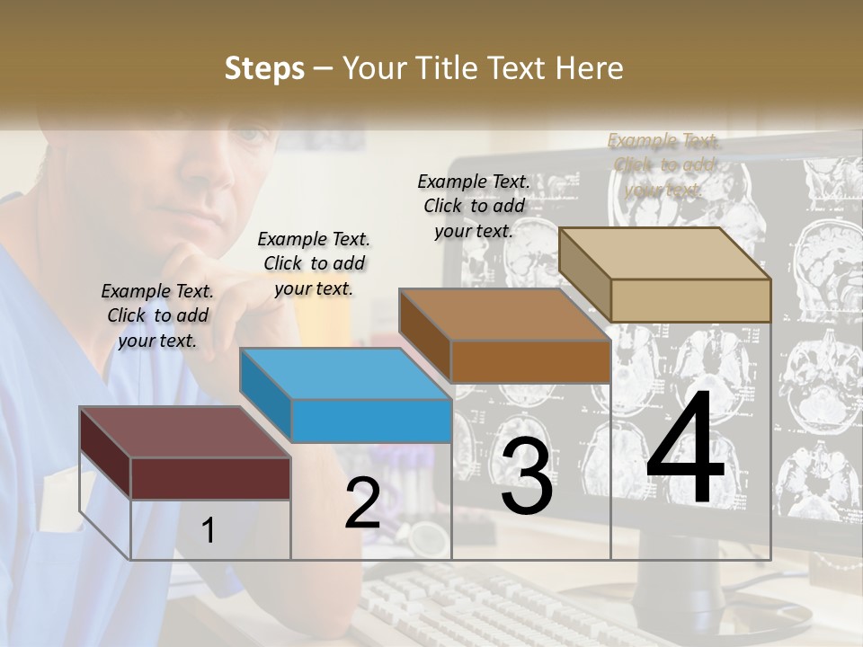 A Man In Scrubs Sitting In Front Of A Computer PowerPoint Template