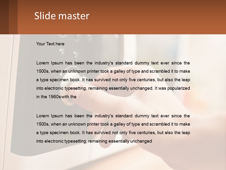 A Person Pressing A Button On A Microwave PowerPoint Template