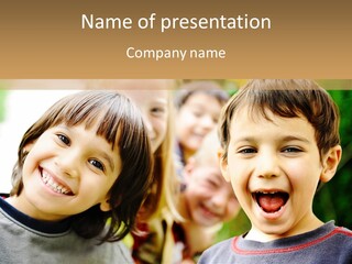 A Group Of Children Are Smiling For The Camera PowerPoint Template
