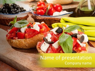 A Wooden Cutting Board Topped With Different Types Of Food PowerPoint Template