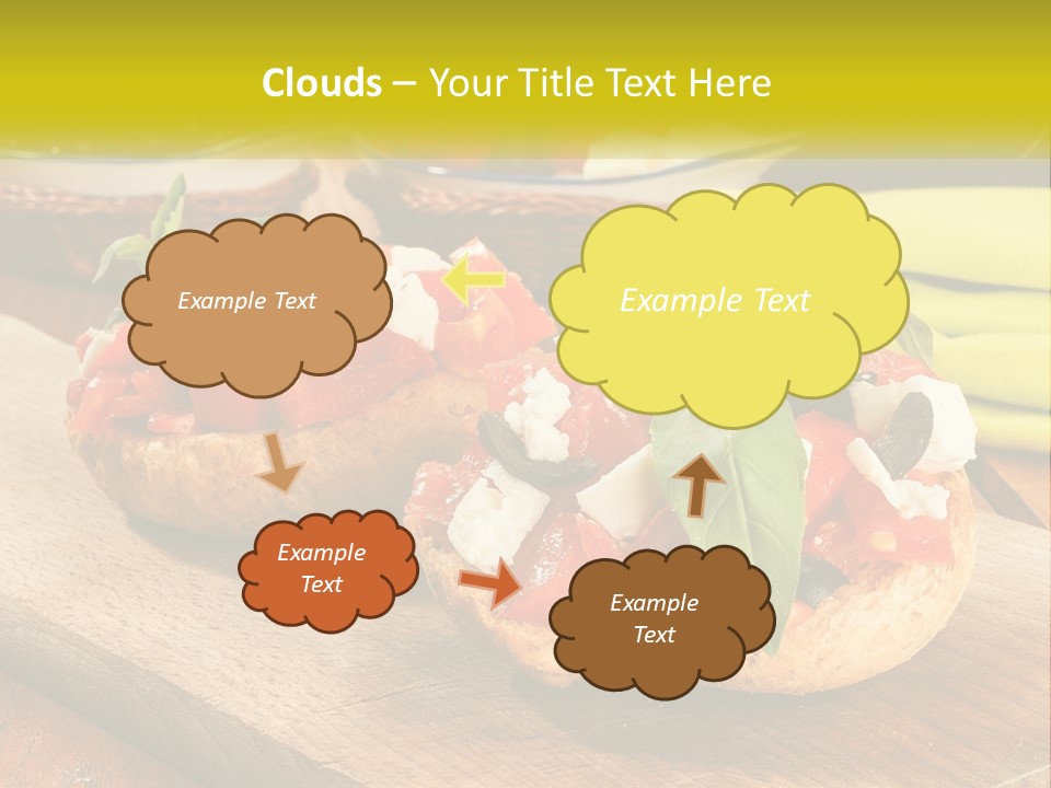 A Wooden Cutting Board Topped With Different Types Of Food PowerPoint Template