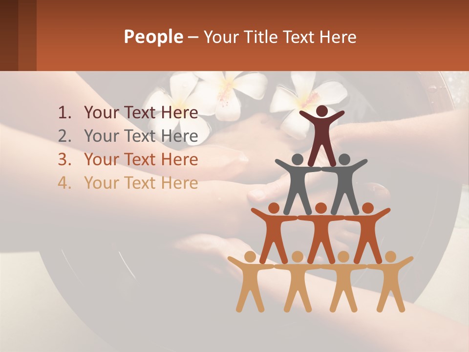 A Group Of People Holding Hands Over A Bowl Of Water With Flowers PowerPoint Template