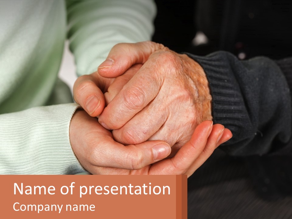 Two Hands Holding Each Other With A Brown Background PowerPoint Template