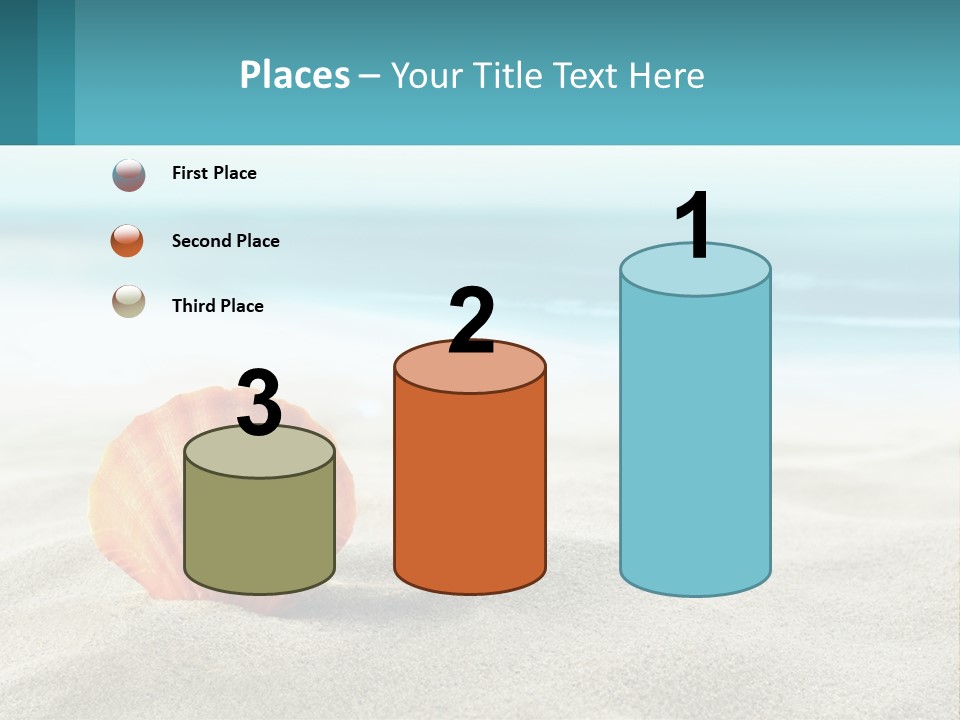 A Seashell On A Sandy Beach With The Ocean In The Background PowerPoint Template