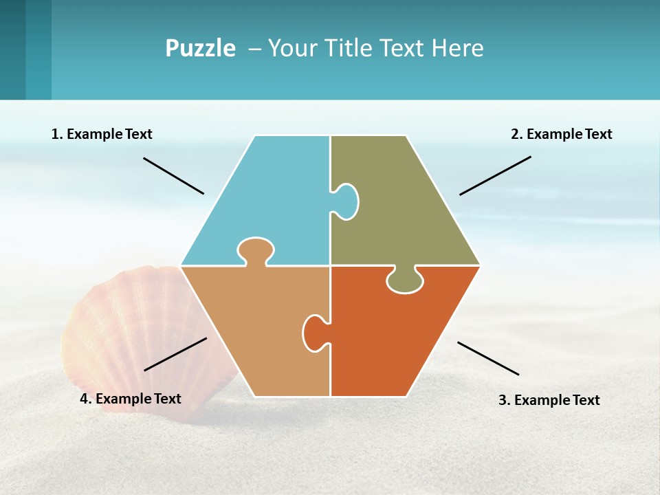 A Seashell On A Sandy Beach With The Ocean In The Background PowerPoint Template