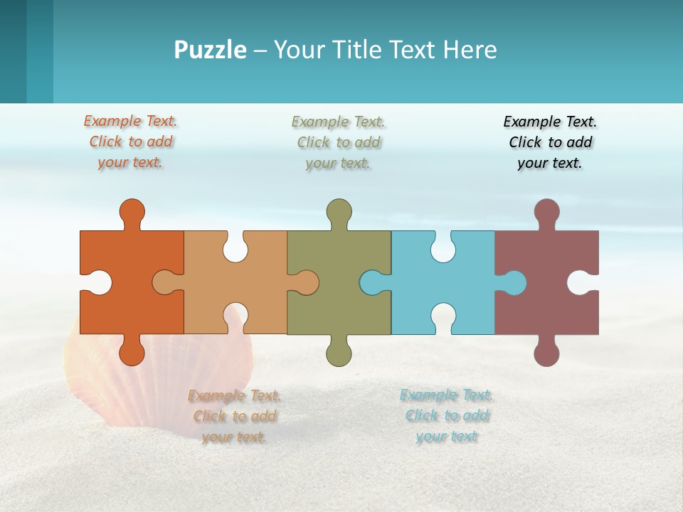 A Seashell On A Sandy Beach With The Ocean In The Background PowerPoint Template