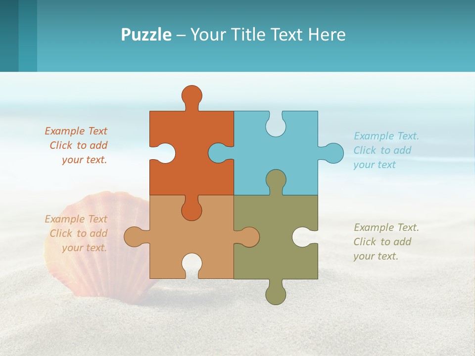 A Seashell On A Sandy Beach With The Ocean In The Background PowerPoint Template