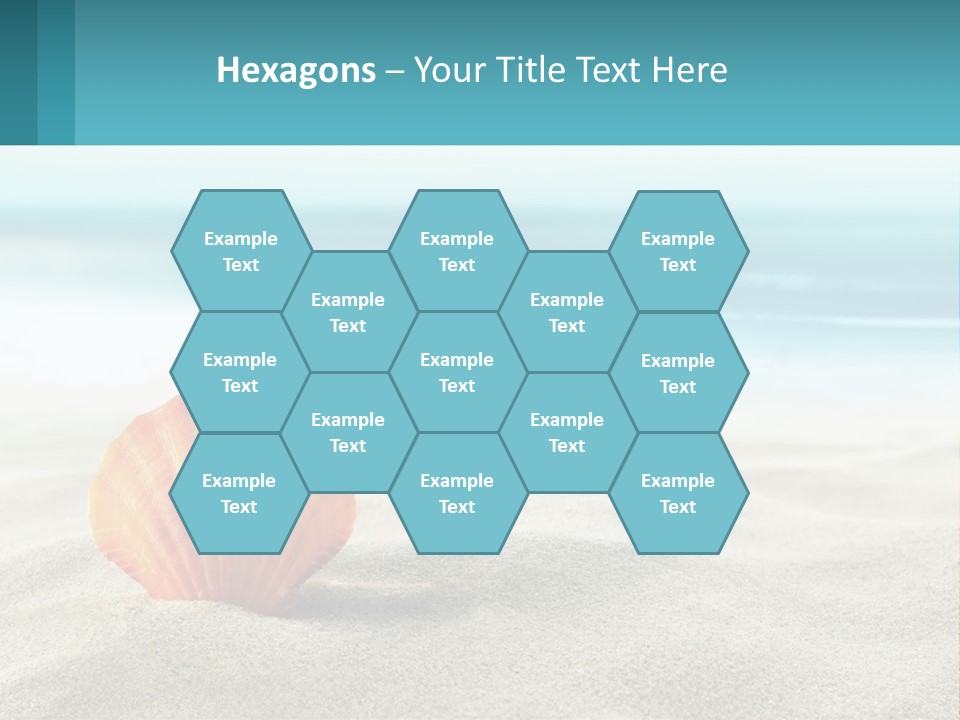 A Seashell On A Sandy Beach With The Ocean In The Background PowerPoint Template