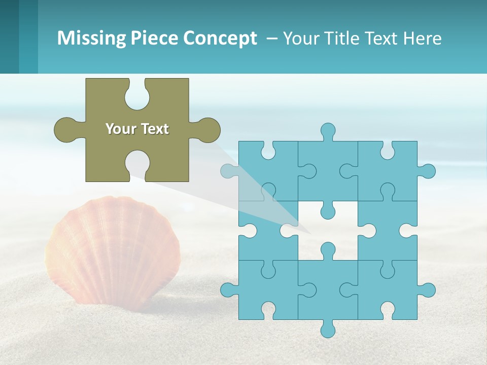 A Seashell On A Sandy Beach With The Ocean In The Background PowerPoint Template