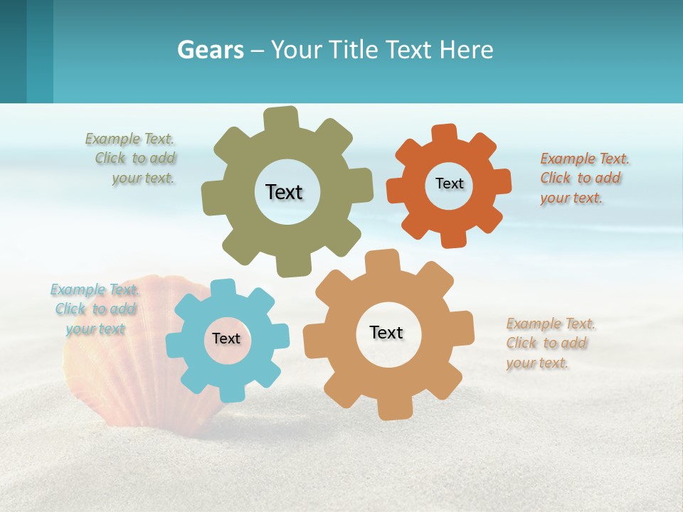 A Seashell On A Sandy Beach With The Ocean In The Background PowerPoint Template