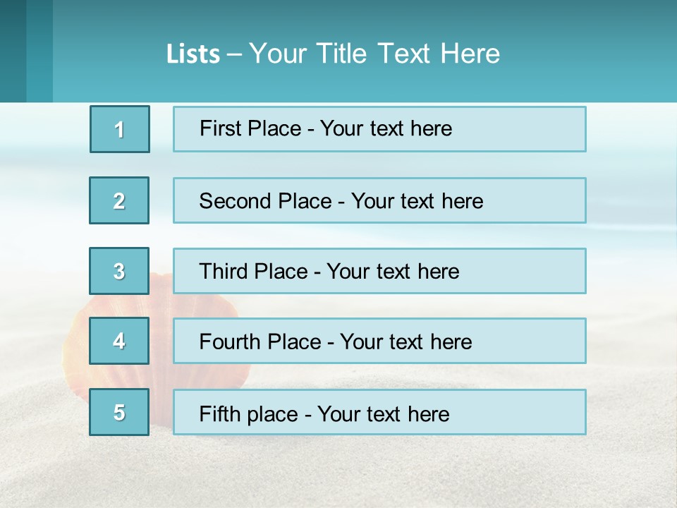 A Seashell On A Sandy Beach With The Ocean In The Background PowerPoint Template