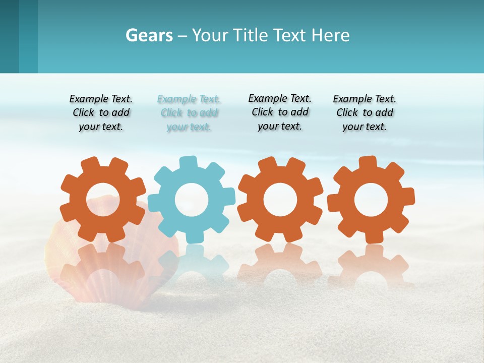 A Seashell On A Sandy Beach With The Ocean In The Background PowerPoint Template