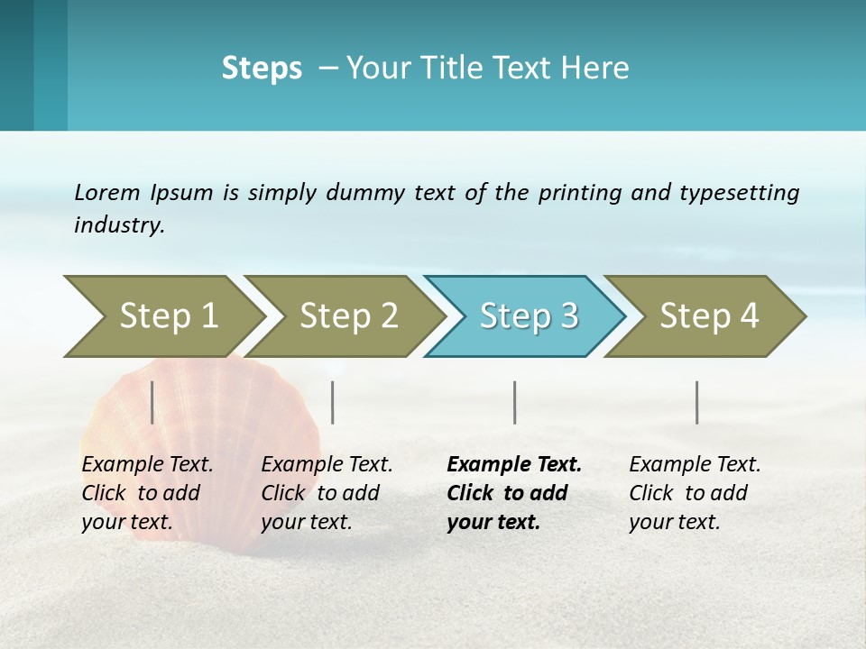 A Seashell On A Sandy Beach With The Ocean In The Background PowerPoint Template