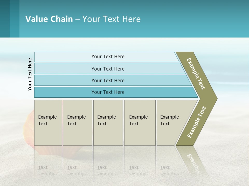 A Seashell On A Sandy Beach With The Ocean In The Background PowerPoint Template