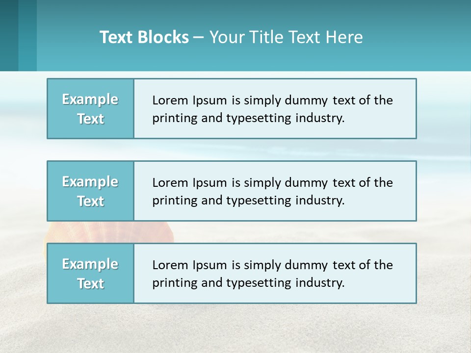 A Seashell On A Sandy Beach With The Ocean In The Background PowerPoint Template