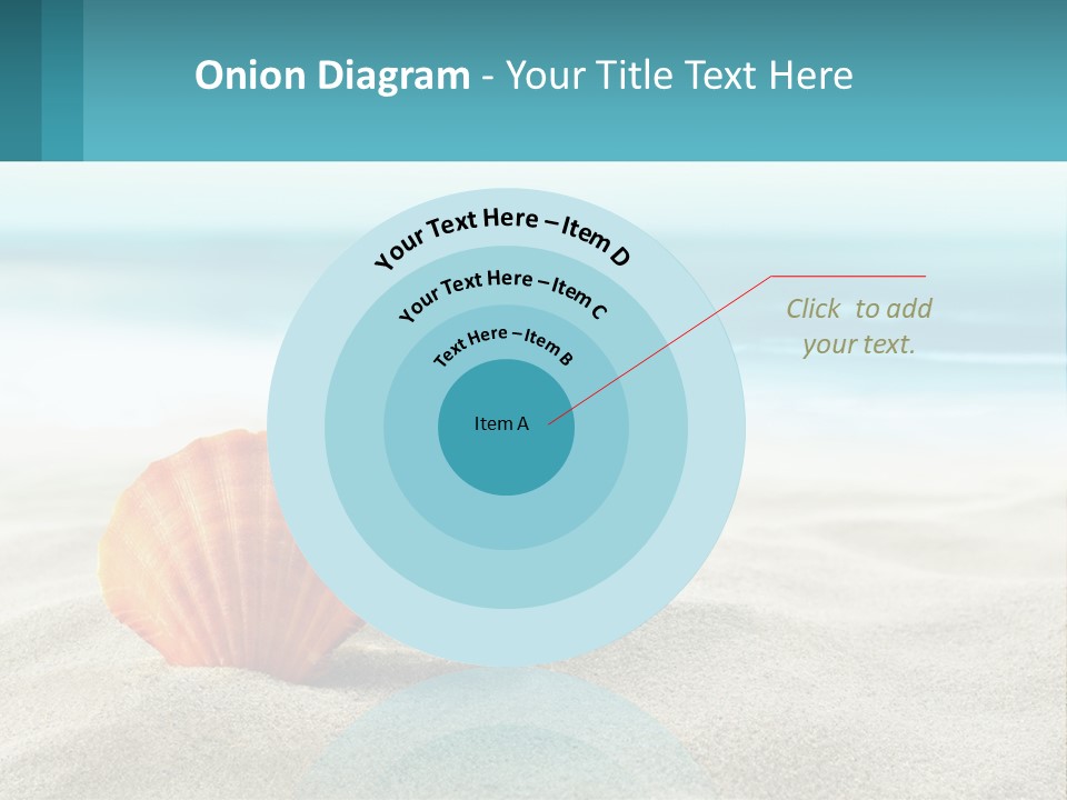 A Seashell On A Sandy Beach With The Ocean In The Background PowerPoint Template