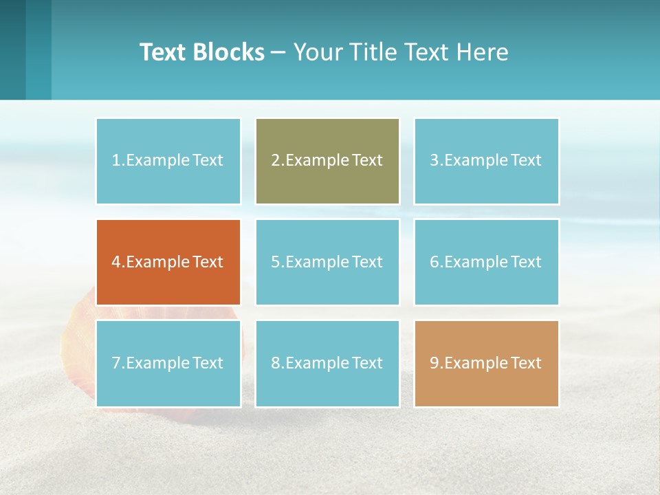 A Seashell On A Sandy Beach With The Ocean In The Background PowerPoint Template