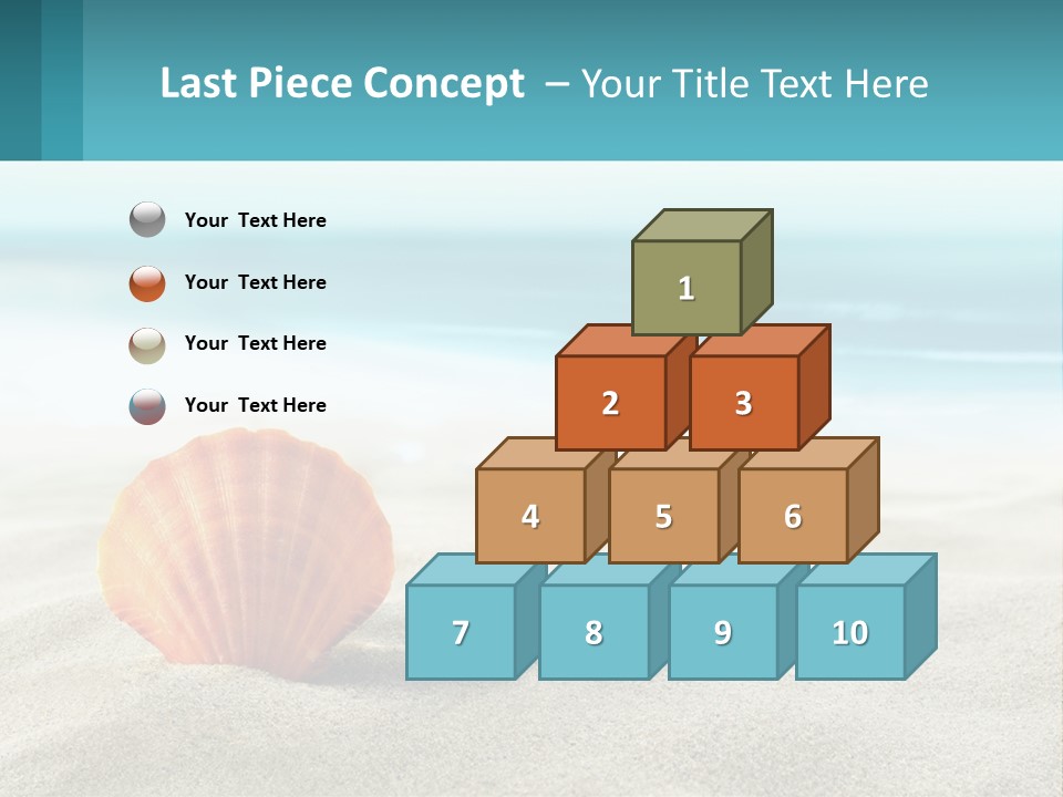 A Seashell On A Sandy Beach With The Ocean In The Background PowerPoint Template