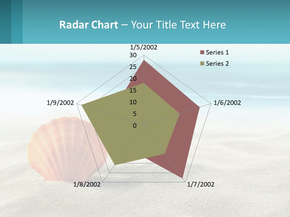 A Seashell On A Sandy Beach With The Ocean In The Background PowerPoint Template