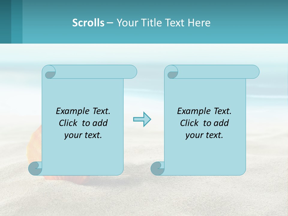 A Seashell On A Sandy Beach With The Ocean In The Background PowerPoint Template
