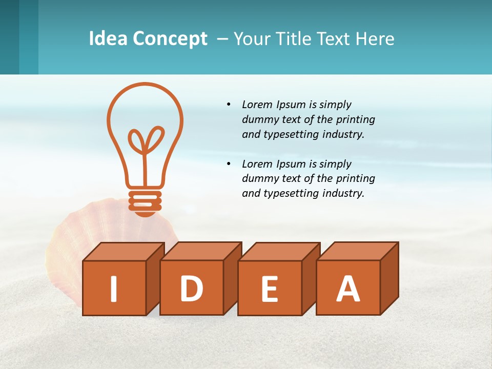 A Seashell On A Sandy Beach With The Ocean In The Background PowerPoint Template