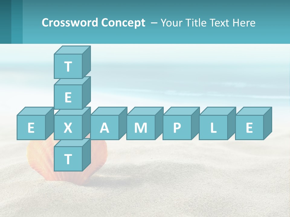 A Seashell On A Sandy Beach With The Ocean In The Background PowerPoint Template