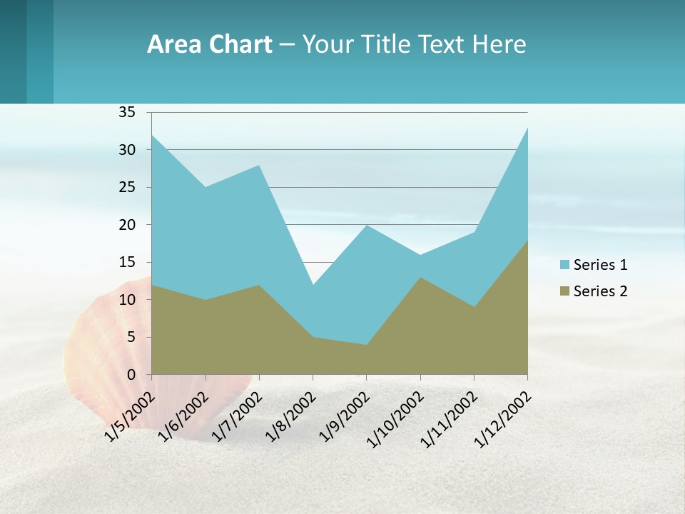 A Seashell On A Sandy Beach With The Ocean In The Background PowerPoint Template