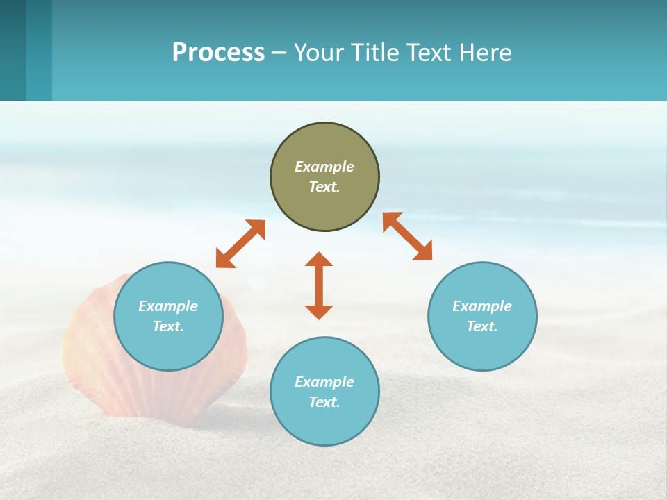 A Seashell On A Sandy Beach With The Ocean In The Background PowerPoint Template