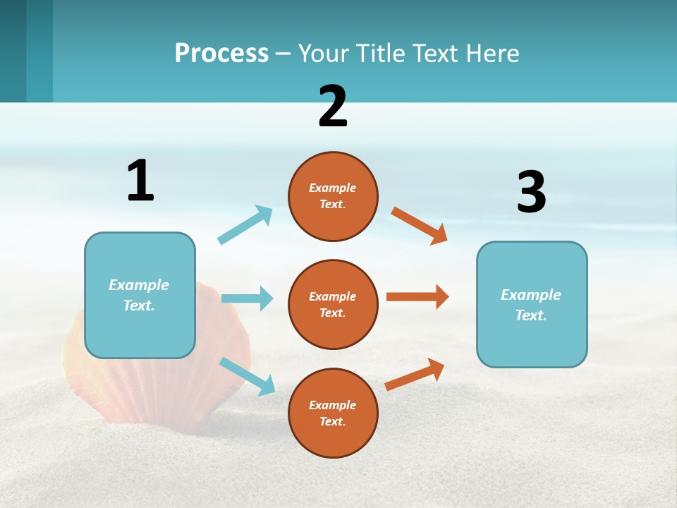 A Seashell On A Sandy Beach With The Ocean In The Background PowerPoint Template