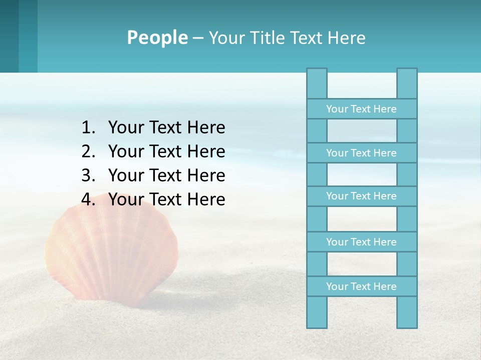 A Seashell On A Sandy Beach With The Ocean In The Background PowerPoint Template
