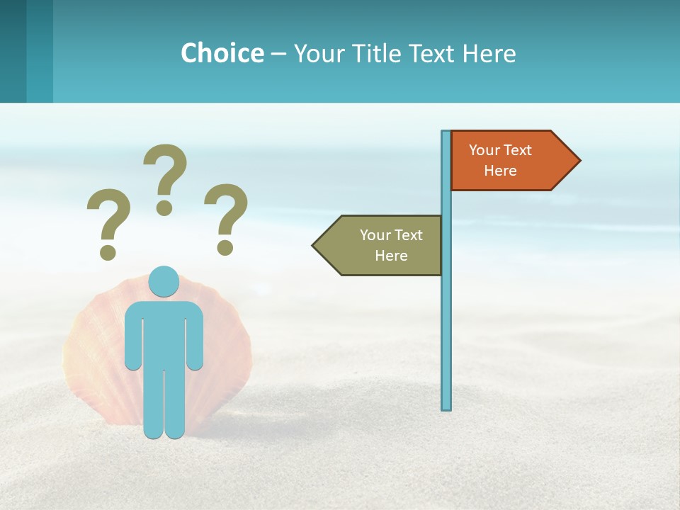 A Seashell On A Sandy Beach With The Ocean In The Background PowerPoint Template