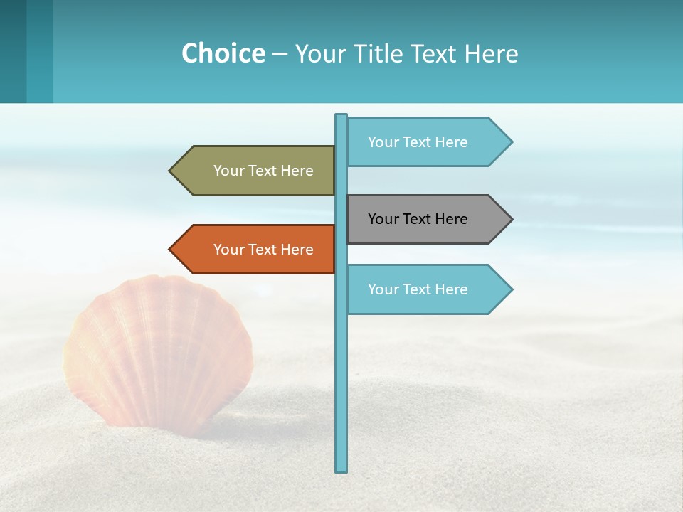 A Seashell On A Sandy Beach With The Ocean In The Background PowerPoint Template