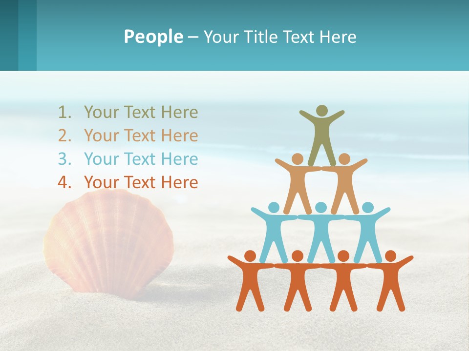 A Seashell On A Sandy Beach With The Ocean In The Background PowerPoint Template